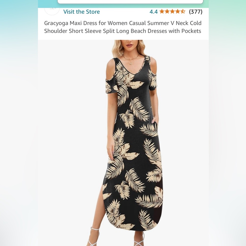 Casual maxi black leaf print dress